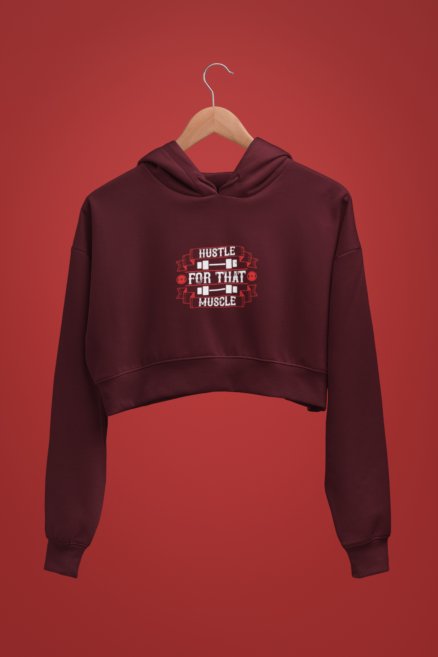 "Hustle For The Muscle" - Female Cropped Hoodie
